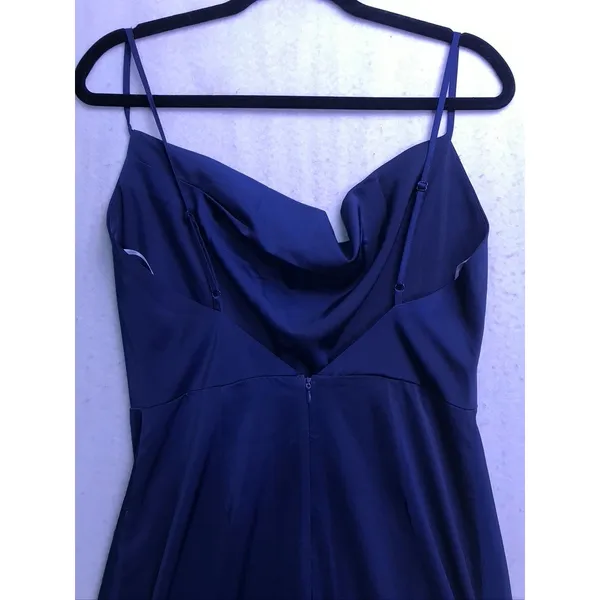 Lulus Maxi Dress Womens Size M Navy Blue Cowl Neck Satin Formal Gown New - Image 9