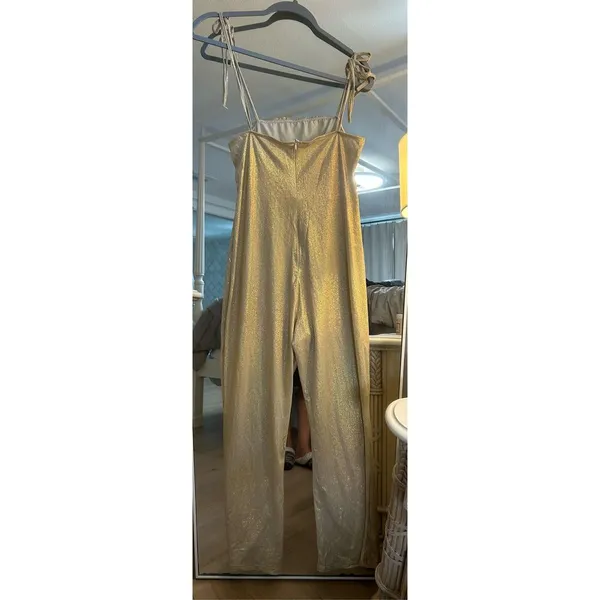 NEW Glitter Tie Straps Sparkle Metallic Disco Jumpsuit XL - Image 2