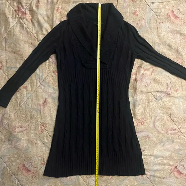 𝅺Alfani Silk Angora Knit Long Sleeve Sweater Dress Shawl Collar Size L - Image 4