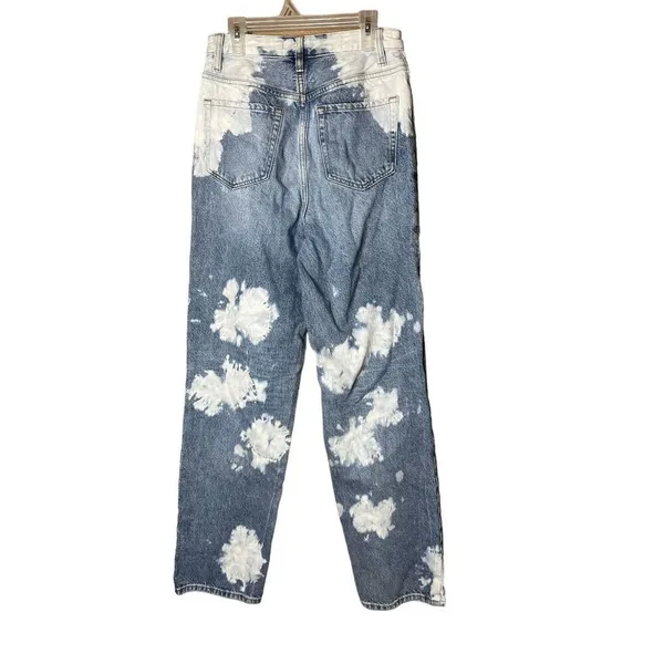PacSun Womens 90s Boyfriend Jeans Blue Wash‎ Bleach Spots High Waist Size 27 - Image 4