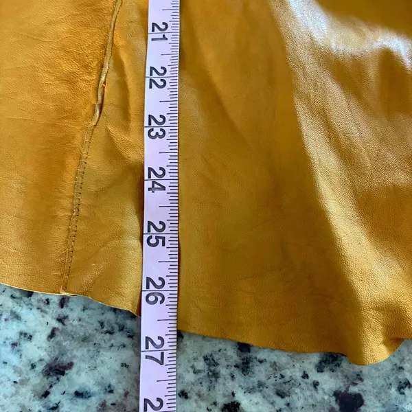 Transit Par Such Leather Jacket for Women Mustard Yellow Unlined Snap Tie Size 4 - Image 9