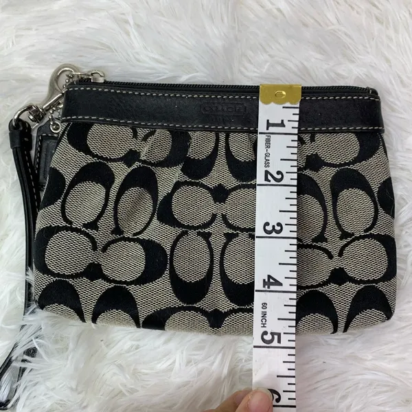 COACH Black Gray Signature Canvas Wristlet - Image 7
