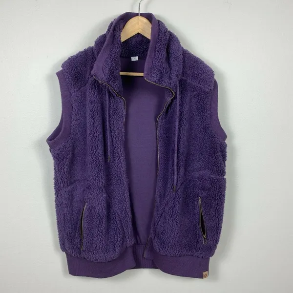 Artisans Vest XXL‎ Purple Plush Fleece Sleeveless High Neck Drawstring - Image 7