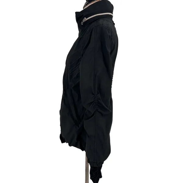 Lululemon Black Nylon Zip Up Ruched Back Detail Jacket Size 6 - Image 3