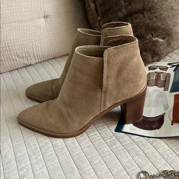 Anthropologie Dolce Vita tan suede leather western pointed toe block heeled booties 11 - Image 2
