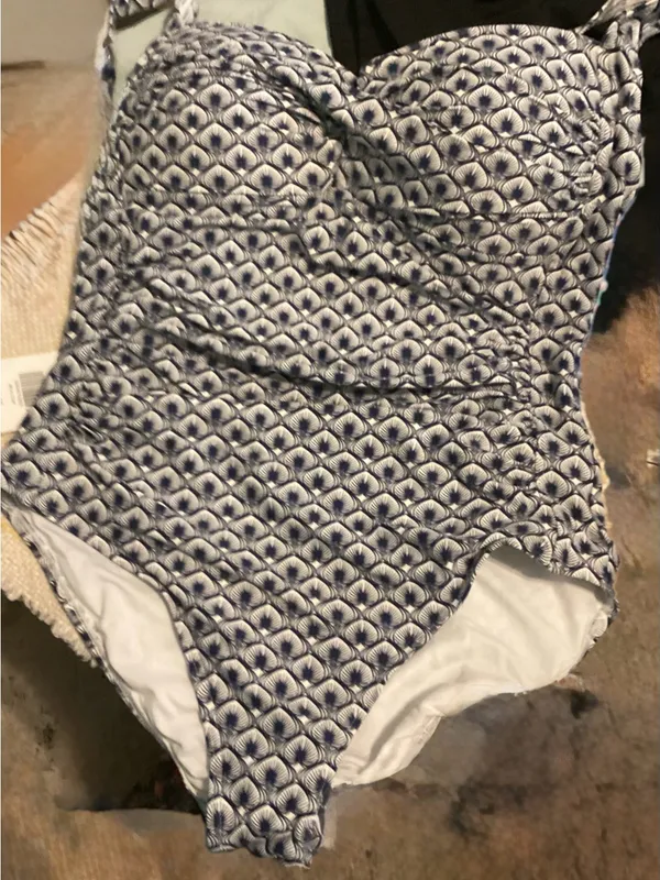 Bondeye Australia SZmaybe 14 D/DD Blue White 1Piece SwimSuit Sweetheart Ruched - Image 4