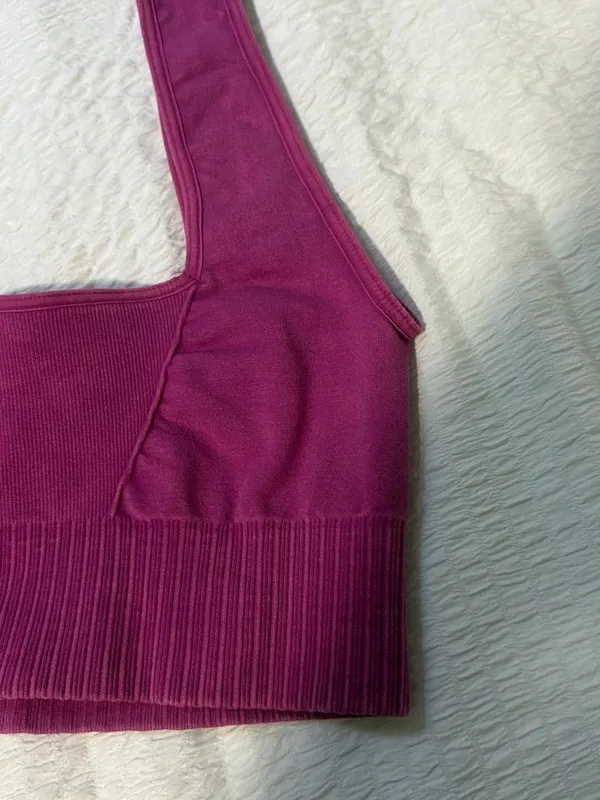 FP Movement by Free People Deep Pink Ribbed Wide-Strap Sports Bra - Image 3