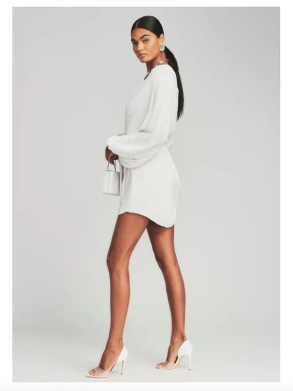 Retrofete Gabrielle Sequin Robe White Mini Dress - Image 9