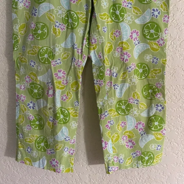 Lilly Pulitzer Crop Pants Green 6 Women Tropical Fruit Floral Print Stretch - Image 10