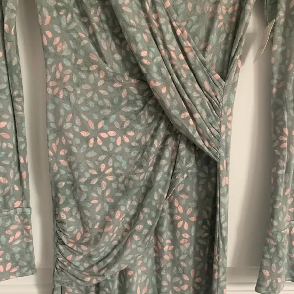 Free People Shayla Floral‎ Long Sleeve Wrap Midi Dress Size S - Mint Combo - NWT - Image 8