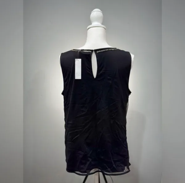 CLEARANCE! Black WHBM Beaded Sleeveless Top Size L NWT - Image 2