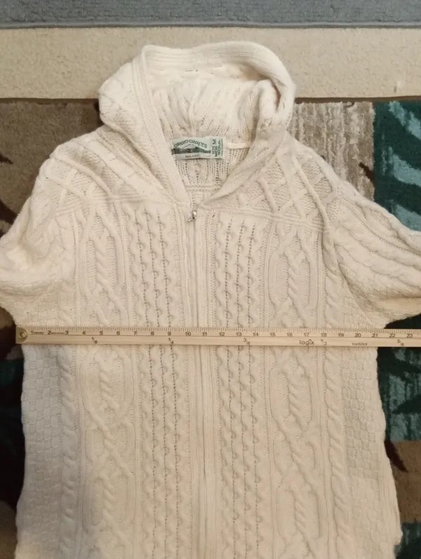 Aran Crafts Ireland Cable Knit Merino Wool Fisherman Cabincore Full Zip Sweater - Image 7