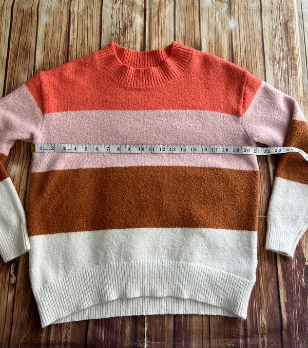 Women Crew Neck Striped Pullover Neapolitan Sweater Super Soft Medium - Image 4