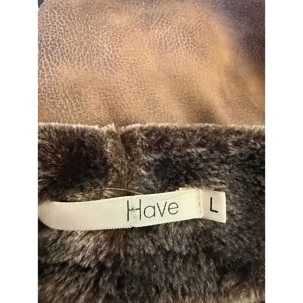 Faux Shearling Draped Open Front Vest Brown Large NWT western boho cozy rero y2k - Image 9