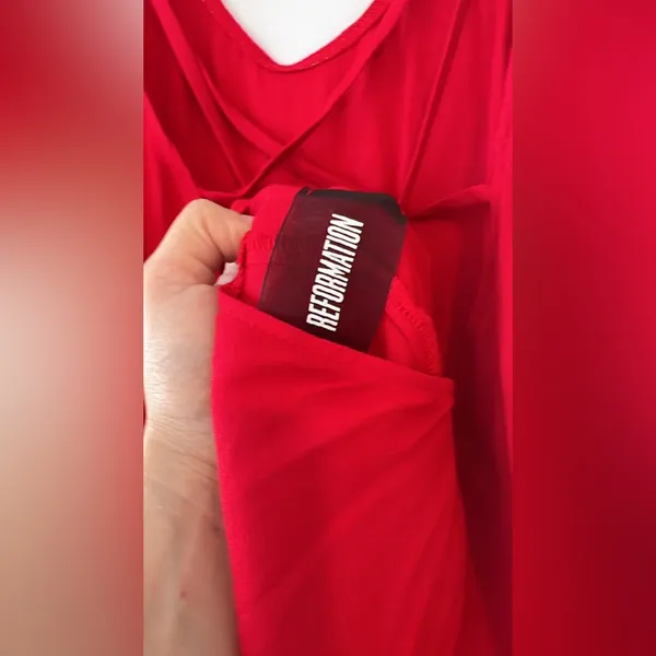Reformation Red Maxi Dress Scoop Neck Strappy Back | Made in USA - Image 7