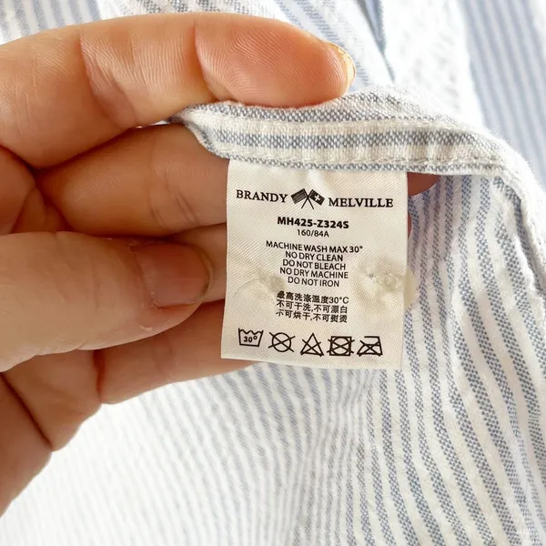 Brandy Melville Stephanie Long Sleeve Striped Button Down Shirt Blue M - Image 5