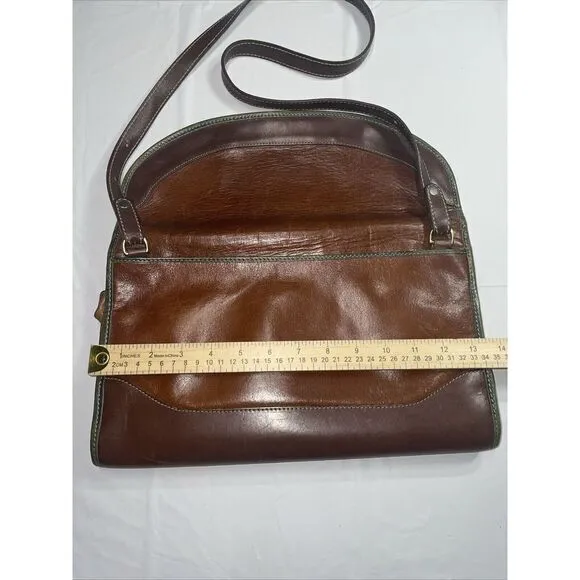 Vintage 90's Brahmin Crossbody Flap Top Purse Womens Tri Color‎ Leather Bag - Image 5