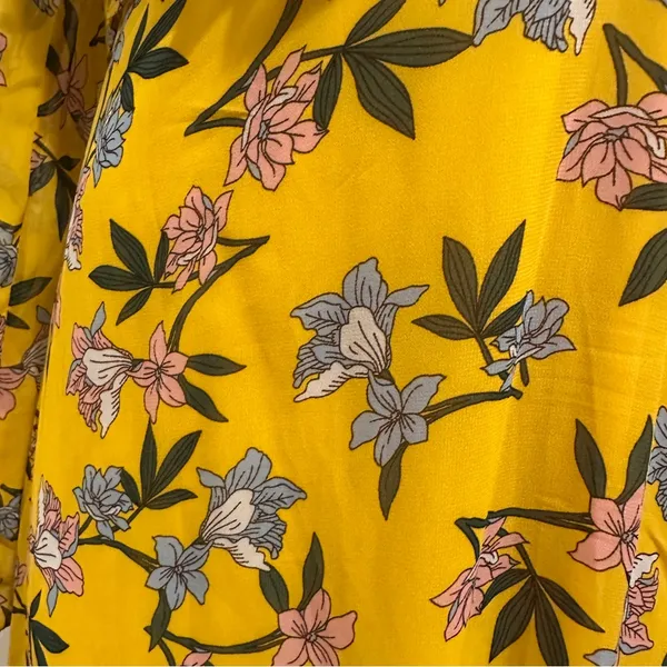 New Lulus Maxi Dress Sz M Thrive Together Yellow Floral Long Sleeves NWT - Image 6