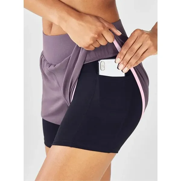 Fabletics Oleisa purple & black layered athletic shorts - Image 2