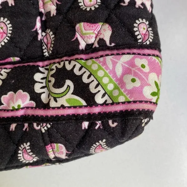 Vera Bradley Elephant Print Black Pink Purse Handbag‎ Paisley Vintage Shoulder - Image 5