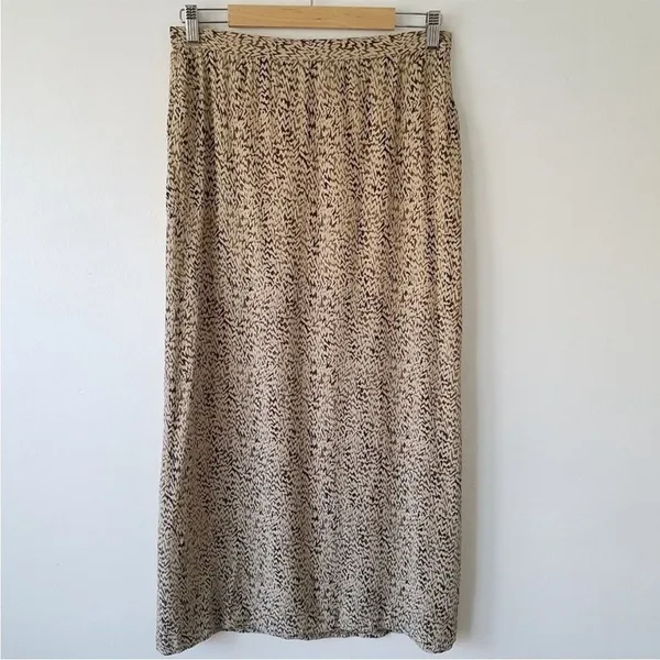 DUE Per Due 100% Silk Tan Brown Chevron Maxi Skirt‎ Size 4P - Image 11
