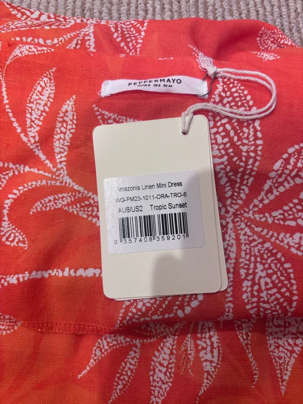Peppermayo Amazonia Linen Mini Dress In Tropic Sunset - Image 3