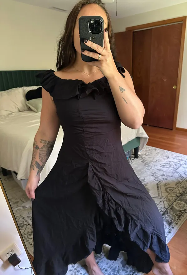 Black Off The Shoulder High Low Dress - Image 2