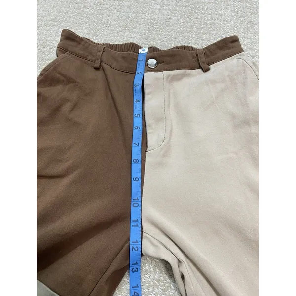Hot & Delicious Patchwork Cargo Pants Brown Beige Olive Cotton Relaxed Women's M - Image 10
