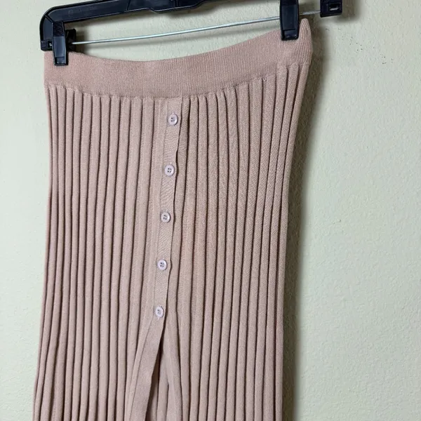 CIDER Neutral Nude Cream Midi Long Pleated Skirt New with Tags Size Small - Image 3