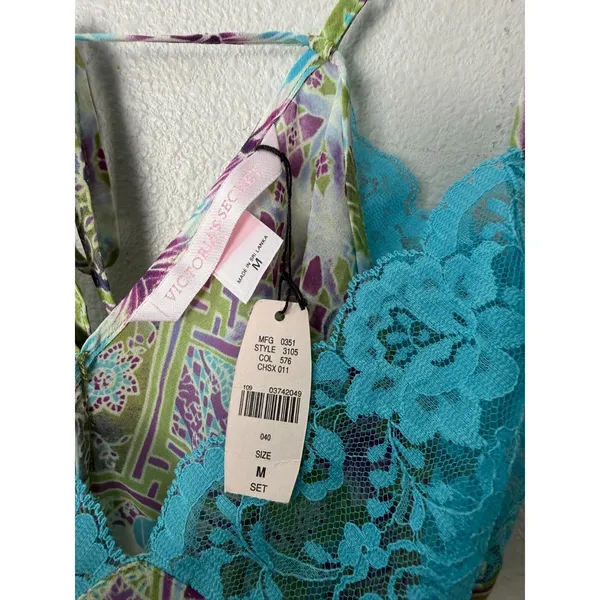 Victoria's Secret Vintage 2000 Y2K Lace Floral Babydoll Slip Dress Medium NEW - Image 4