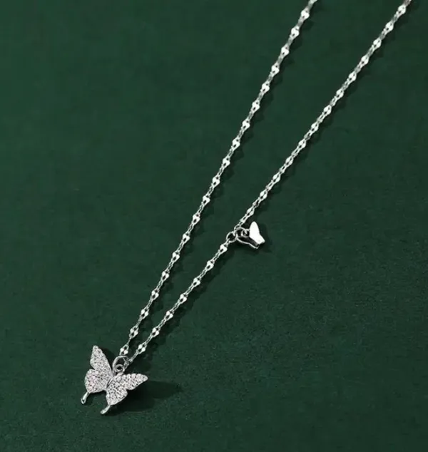 Silver Butterfly Necklace - Image 4