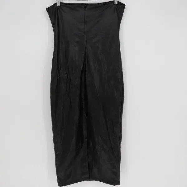 Forever 21 Faux Leather Strapless Midi Tube Dress Black XL Edgy Night Out - Image 3