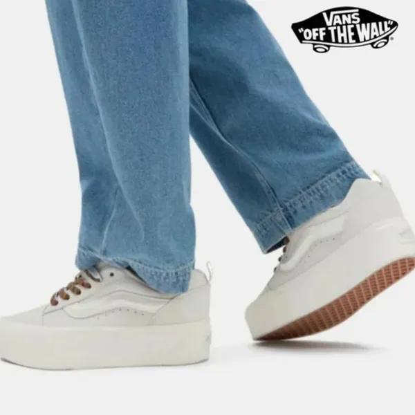 NEW Vans Knu Stack Women's Platform Shoes Vintage Suede Marshmallow W-9.5 M -8 - Image 7