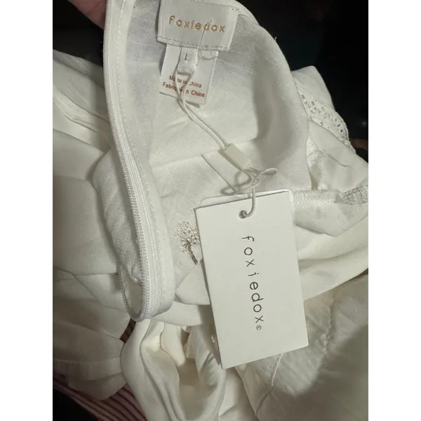 Foxiedox White Embroidered Lace Romper NWT Size L Cottagecore - Image 6
