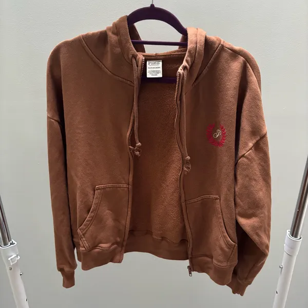 Victoria’s Secret PINK Rust Brown Zip Up Hoodie with Red Logo - Image 4