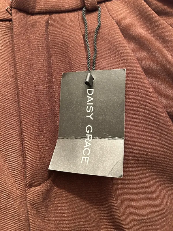 High-Waist Wide-Leg Brown Trousers for Women - Image 3