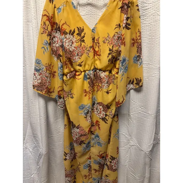 RWish Medium Yellow Floral Wrap Dress V Neck Flowey Maxi Chiffon‎ - Image 10
