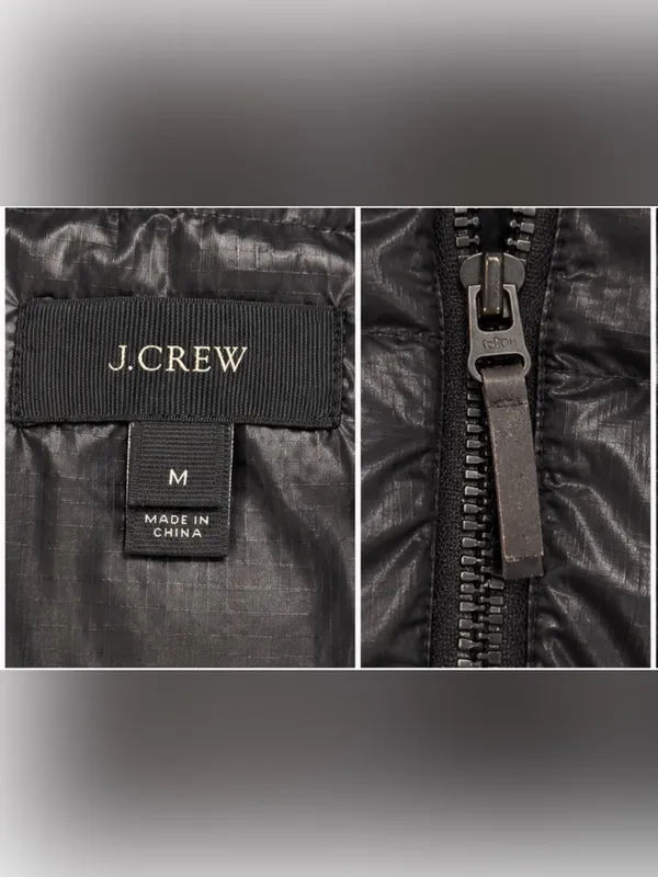J.Crew Black Lightweight Down Puffer Jacket Quilted Zip Size M - Image 4
