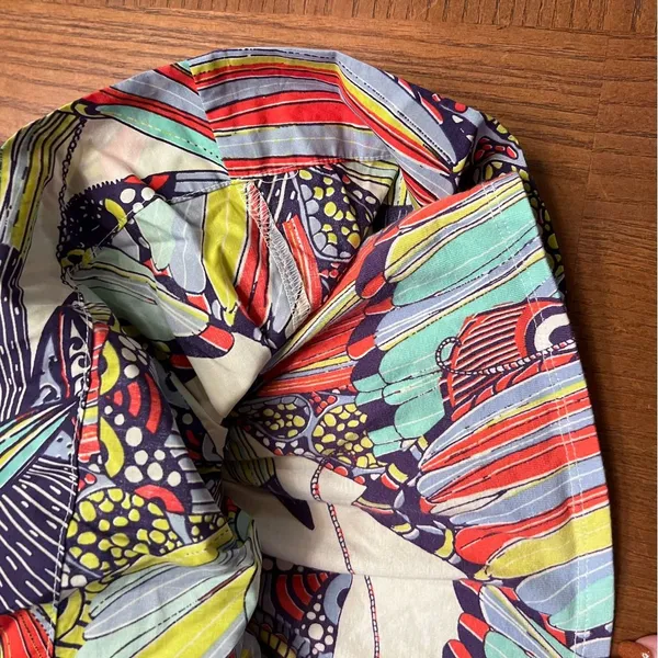 Anthropologie Diana Ruffled Smocked Strapless Tube‎ Top Abstract Print Size XS - Image 13