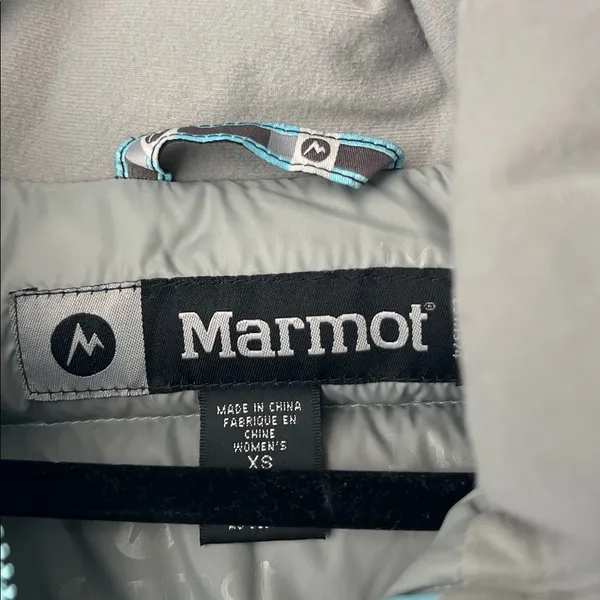 Marmot Goose Down 650 Blue Colorblock Warm Winter Puffer Snow Jacket Women's XS - Image 9