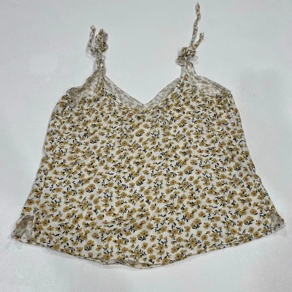 Abercrombie & Fitch Floral Tie Strap Tank Top Yellow White Size Small - Image 2