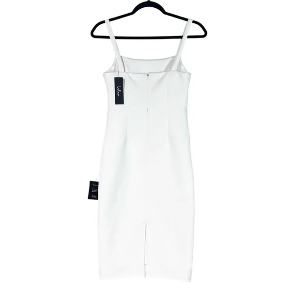 NWT Lulus Guessing Game Sleeveless Square Neck Bodycon Knee Length Dress M White - Image 6