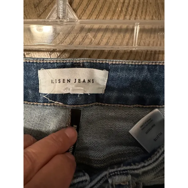 Risen Jeans High Rise Raw Hem Wide Leg Cropped Denim Pants (Style # RDP5304) - Image 3