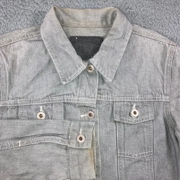 Vintage Guess USA Women M Gray Denim Trucker Jacket 90s American Tradition Flaw - Image 2