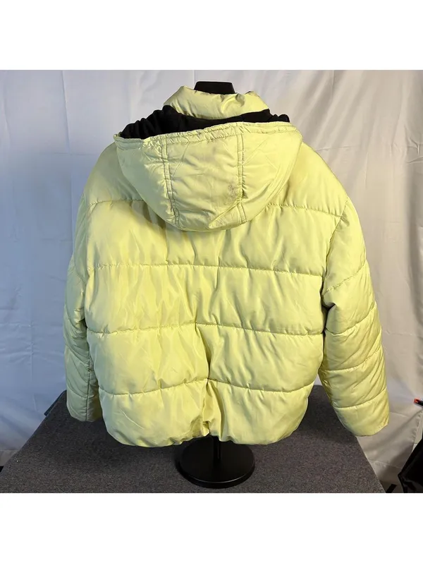 iets frans... Lime Hooded Puffer Jacket Yellow Size M - Image 2