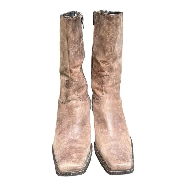 Diba Nubuck Leather Mid Calf Square Toe Western Boots Distressed Boho Festival 9 - Image 10