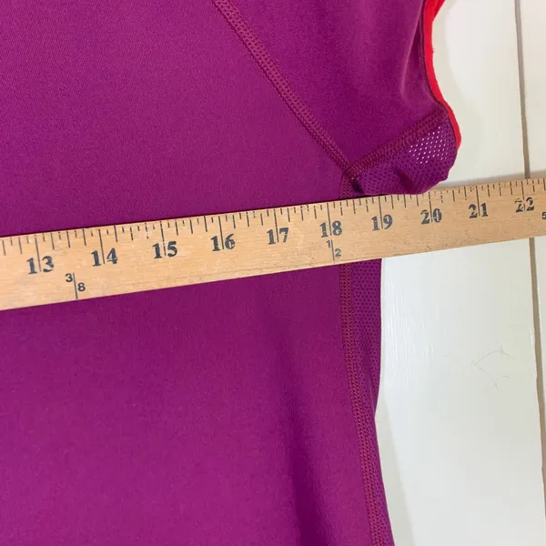 Nike Fit Dry Womens Large Purple Red Mesh Trim Athletic Training T-Shirt Gym Run - Image 5