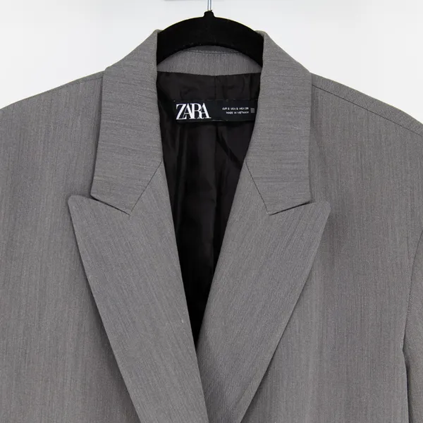 Zara Women's Double Breasted Oversized Lapel Collar Blazer Jacket Gray Small - Image 2
