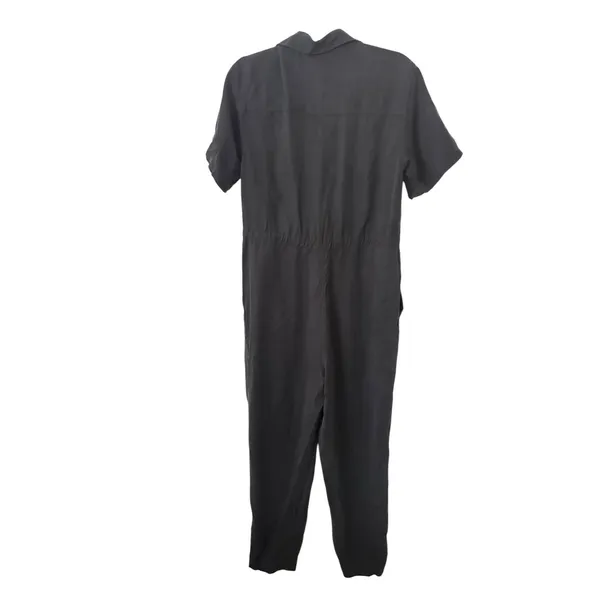 BANANA REPUBLIC Drawstring‎ Waist Short Sleeve Jumpsuit Black Medium - Image 4