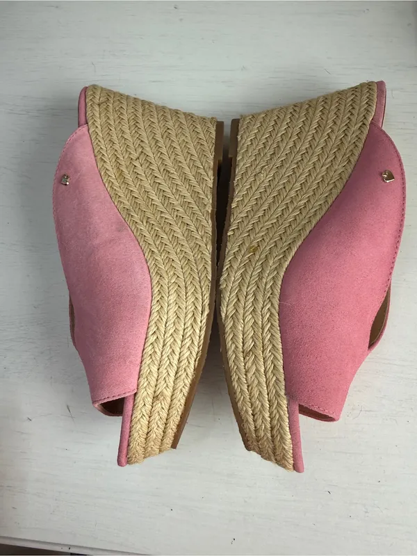 KATE SPADE Thea Wedge in Rococo Pink Sz 8 Suede Espadrille Feminine Girly - Image 9